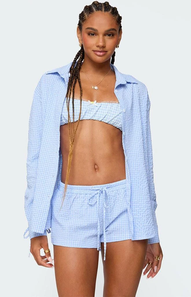 Edikted Lira Oversized Gingham Button Up Shirt 1