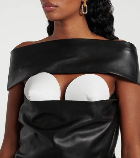 Jean Paul Gaultier Cutout draped leather cocktail dress 4