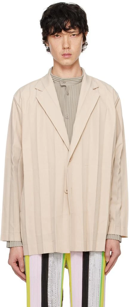 Homme Plissé Issey Miyake Beige Edge Ensemble Blazer 1