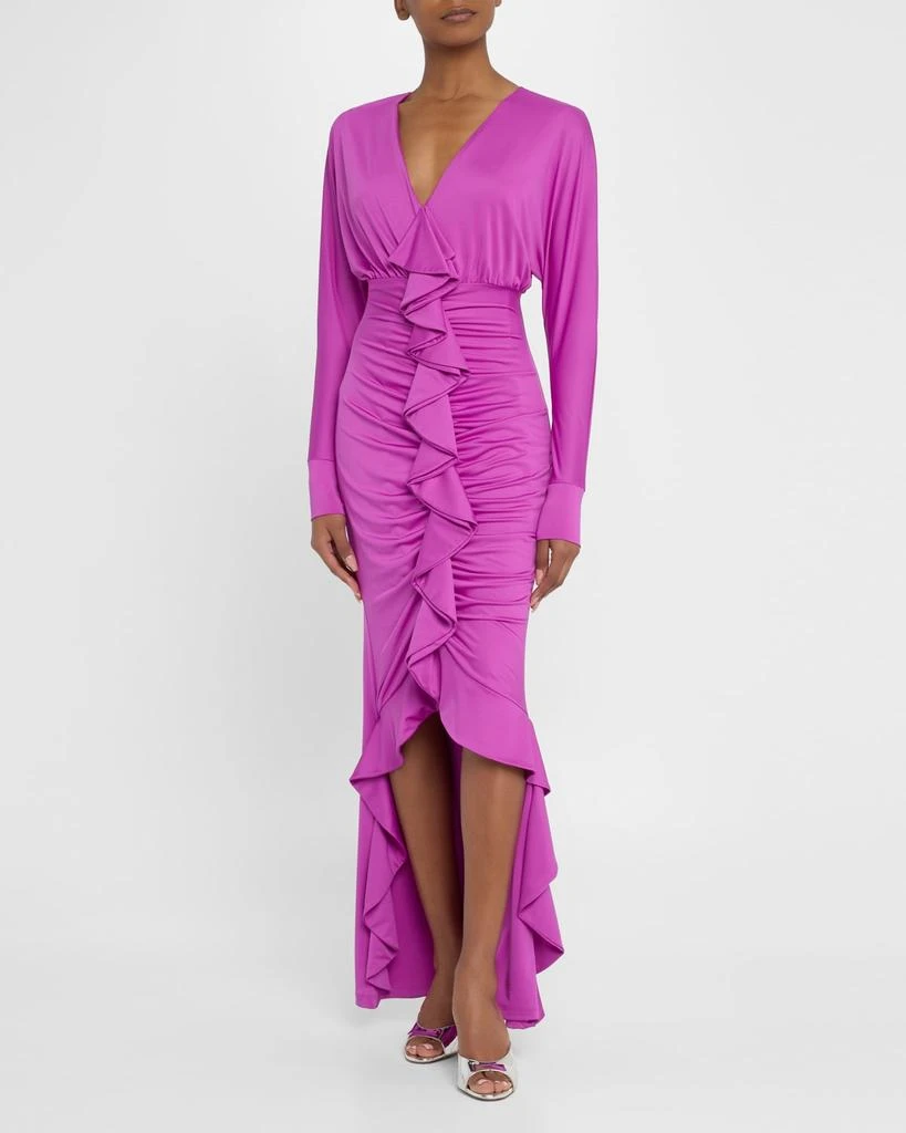 Black Halo Sweeney Ruched High-Low Ruffle Maxi Dress 2