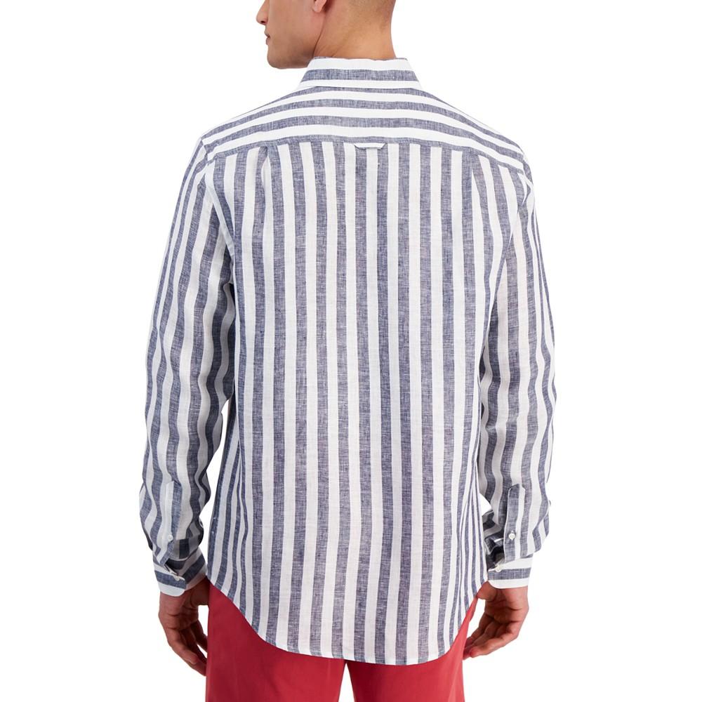 Club Room Men's Alba Stripe Long-Sleeve Linen Shirt, Created for Macy's