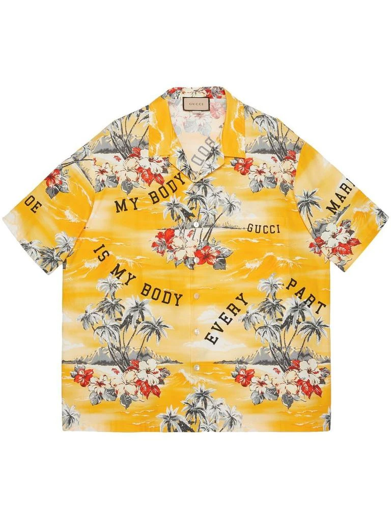 Gucci landscape-print bowling shirt - men -  -  - Yellow 1