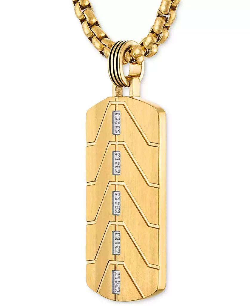 Esquire Men's Jewelry Diamond Chevron Dog Tag 22" Pendant Necklace (1/20 ct. t.w.) in Black & Gold-Tone Ion Plated Stainless Steel, Exclusively at Macy's 3
