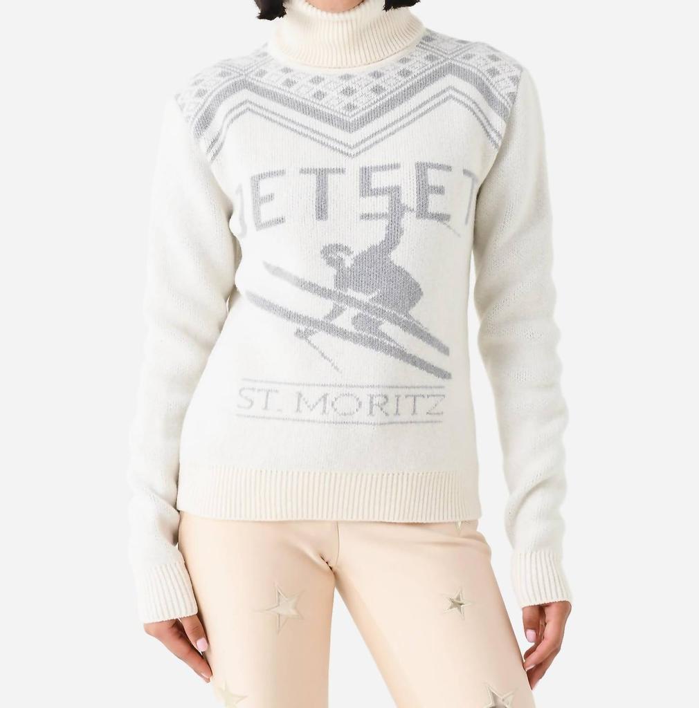 Jet Set Ski Wool Turtleneck Sweater In Off White