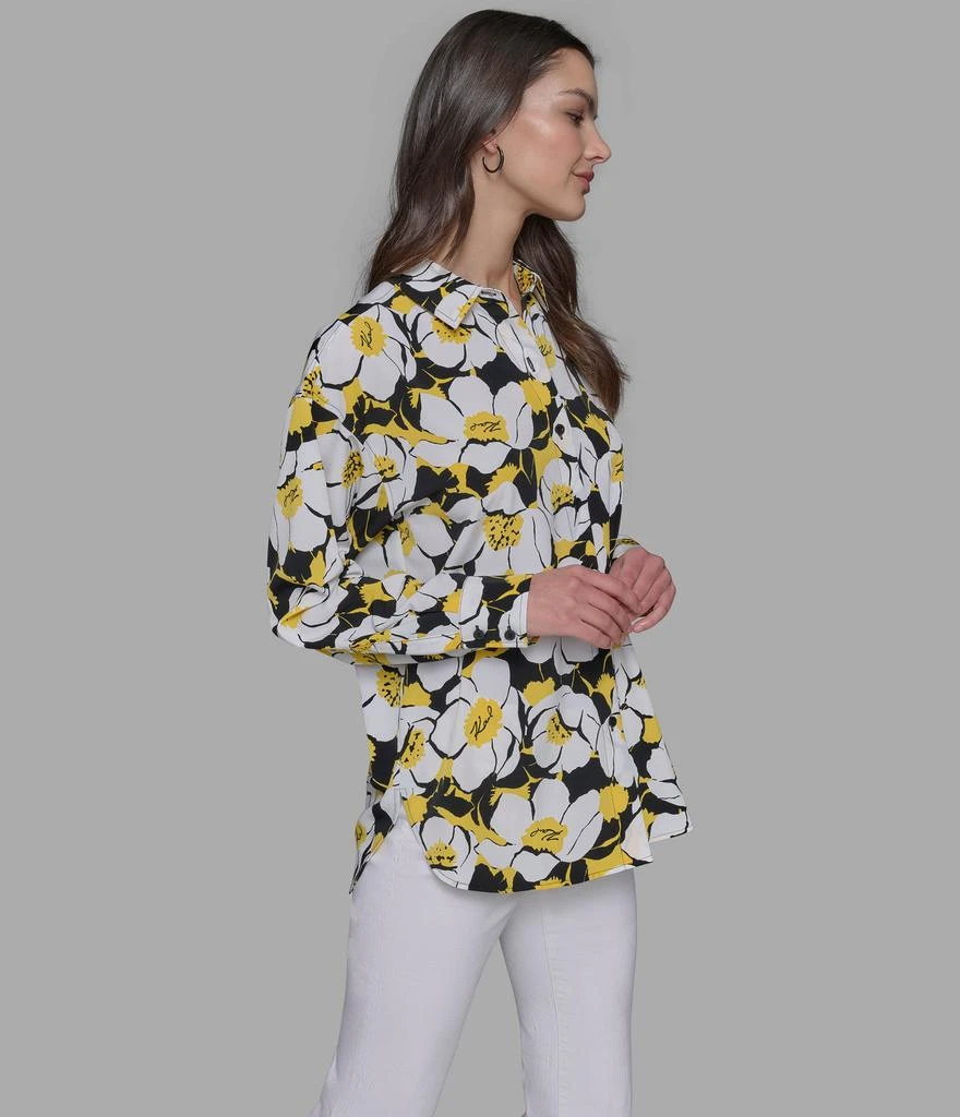 Karl Lagerfeld Paris DAFFODIL SILKY BUTTON DOWN BLOUSE 3
