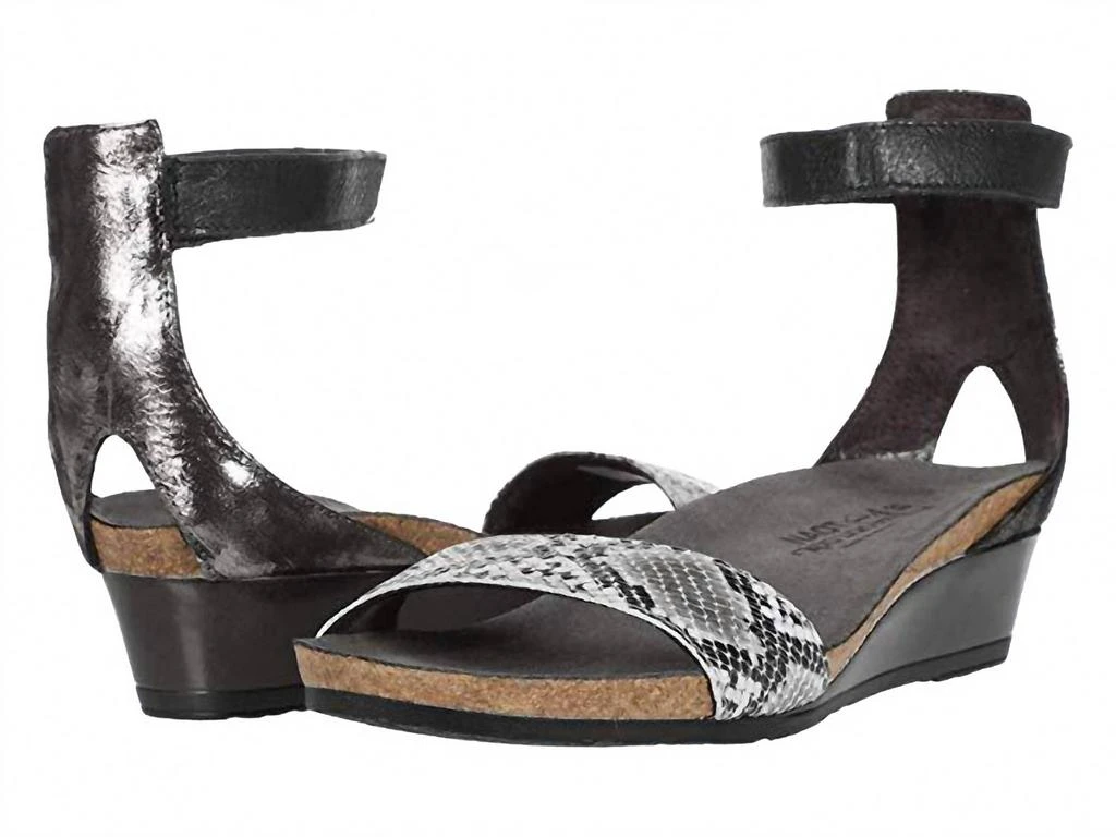 Naot Women's Pixie Cobra Leather Onyx Leather Wedge In Grey 4