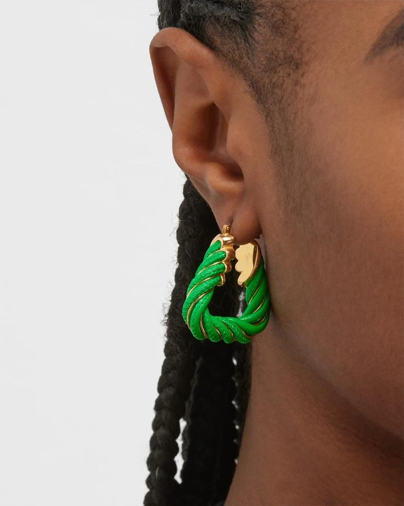 Bottega Veneta Leather Twist Triangle Hoop Earrings 2