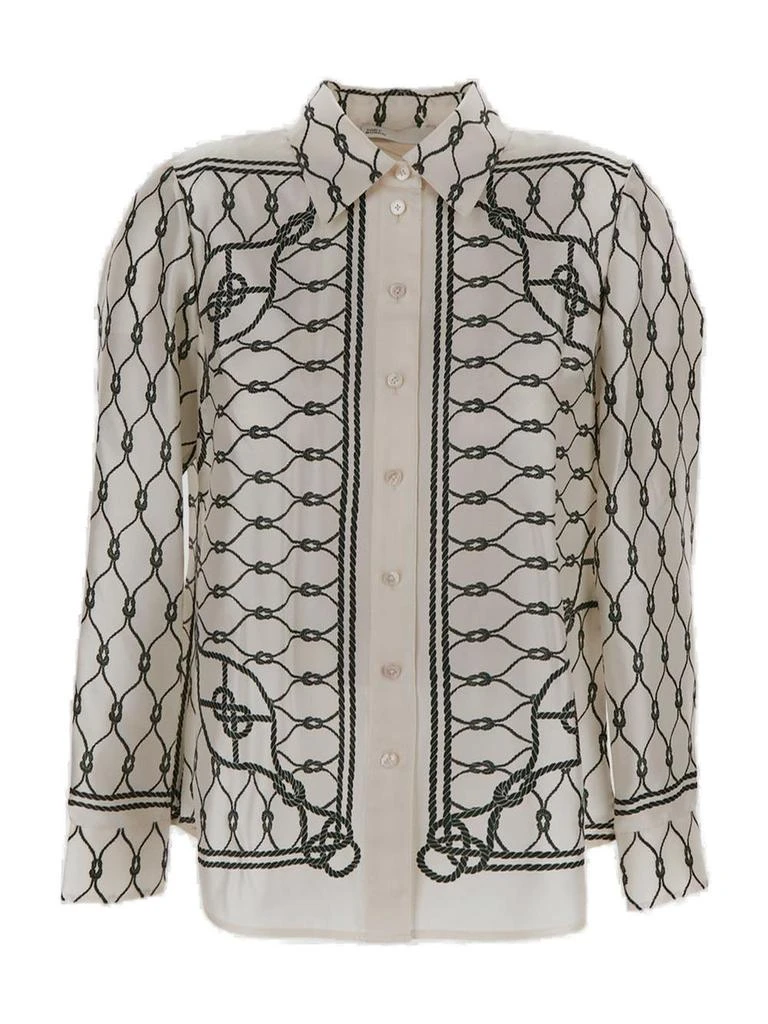Tory Burch Tory Burch Knot-Printed Long-Sleeve Twill Shirt 1