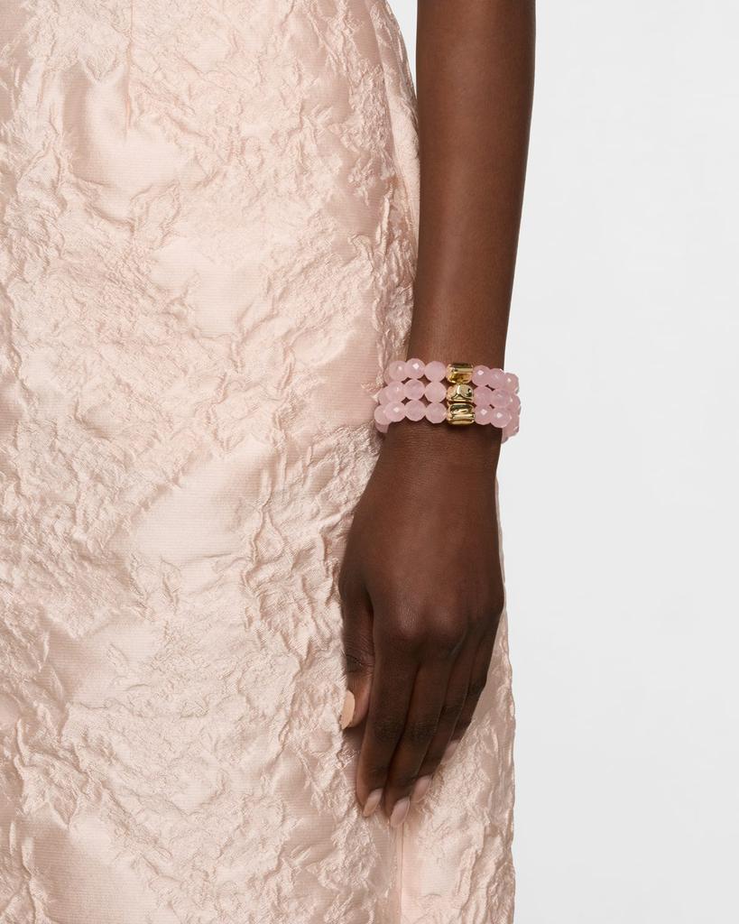 Devon Leigh Rose Quartz and Gold Accent Multi-Strand Stretch Bracelet