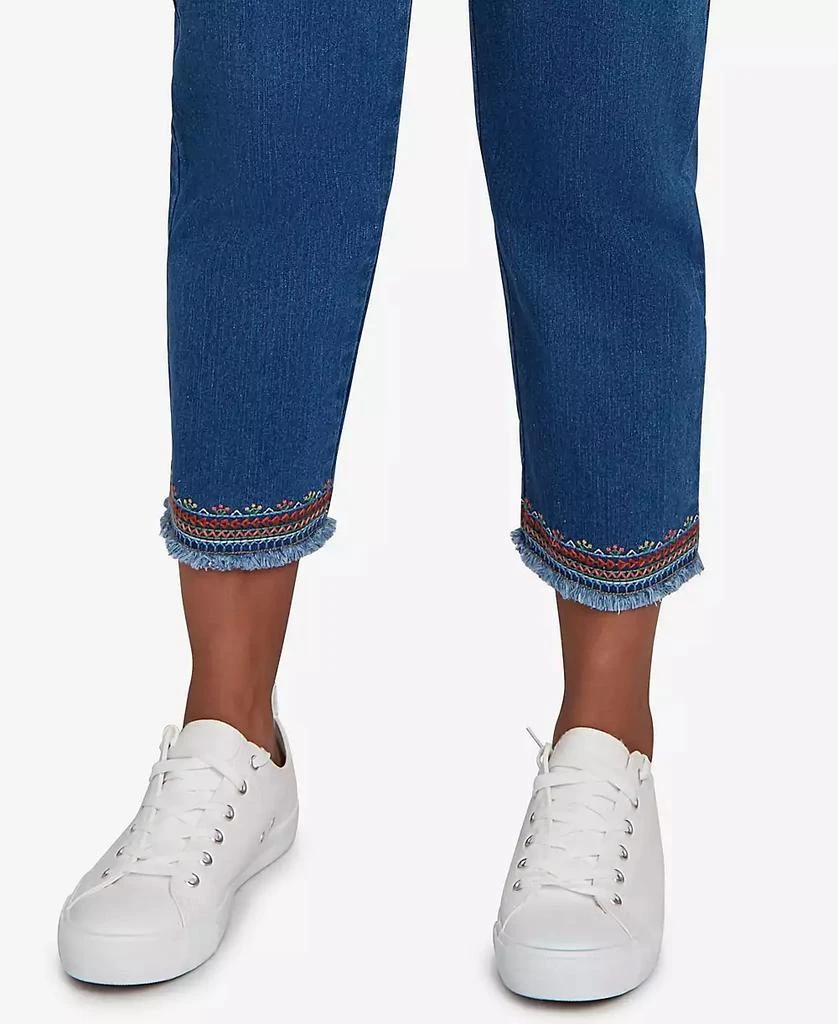 Alfred Dunner Petite El Paso Border Fringe Denim Ankle Pants 4