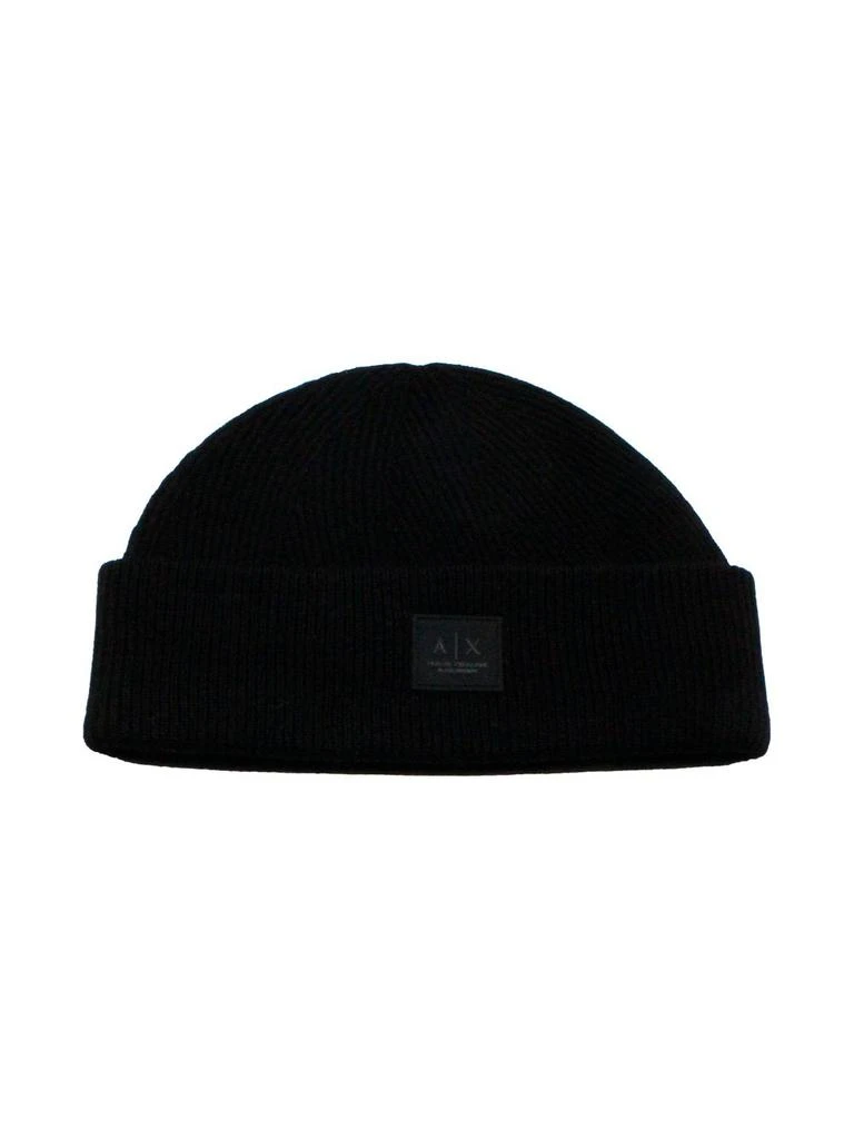 Armani Exchange Armani Exchange Logo Patch Knitted Beanie 1