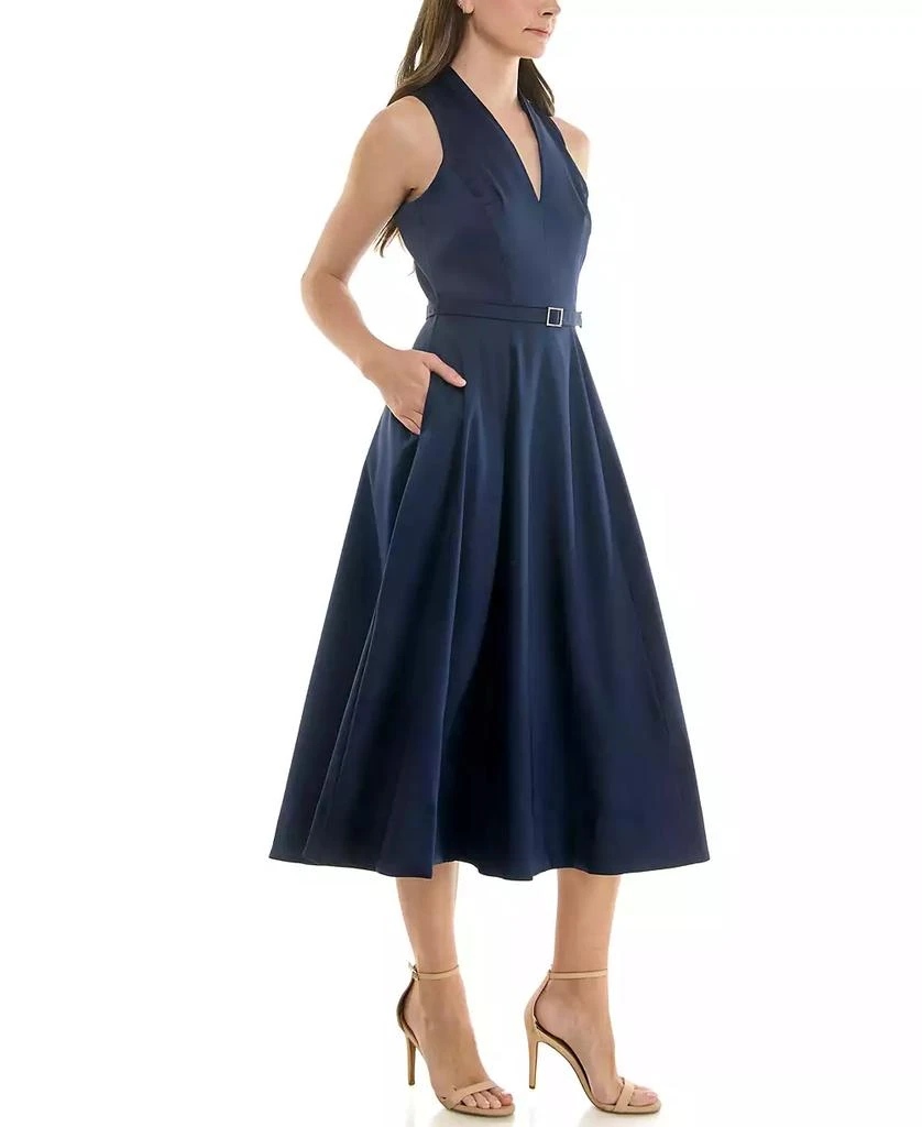 Taylor Women's Sleeveless Belted Mikado A-Line Dress 3
