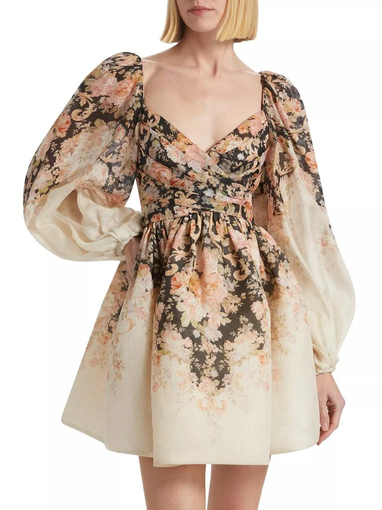 Zimmermann Floral Linen &amp; Silk Long-Sleeve Minidress 3