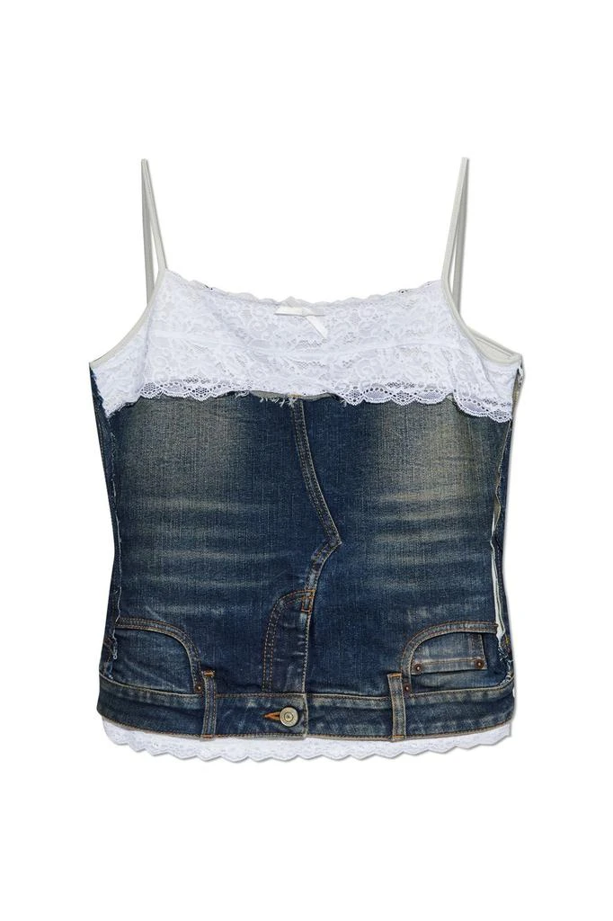 Balenciaga Balenciaga Lace Detailed Denim Top 1