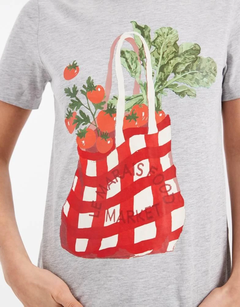 ONLY ONLY regular fit t-shirt with tomato print in light grey 3