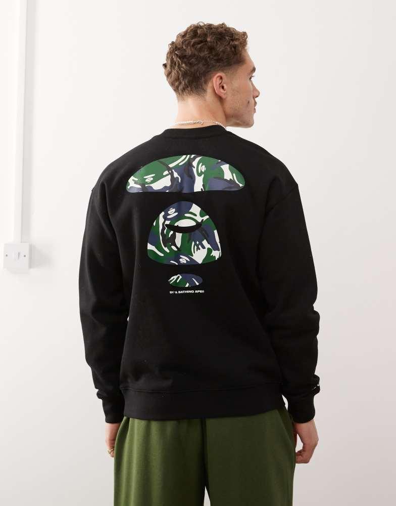 AAPE Aape By A Bathing Ape logo basic sweatshirt with camo backprint in black