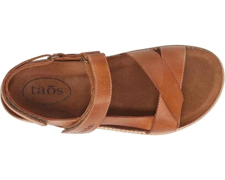 taos Taos Sideways SDW-8372-CARA Women's US 7 Caramel Leather Comfort Sandals KHD1109 4