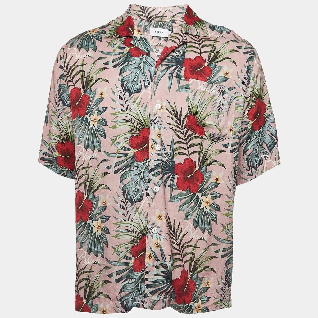Rhude Rhude Pink Tropical Print Hawaiian Shirt L 1