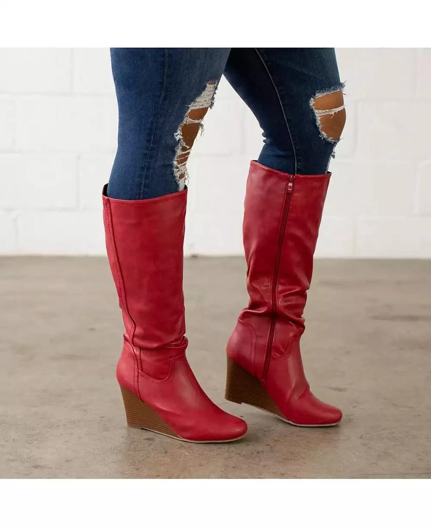 Journee Collection Women's Langly Wide Calf Knee High Wedge Boots 7