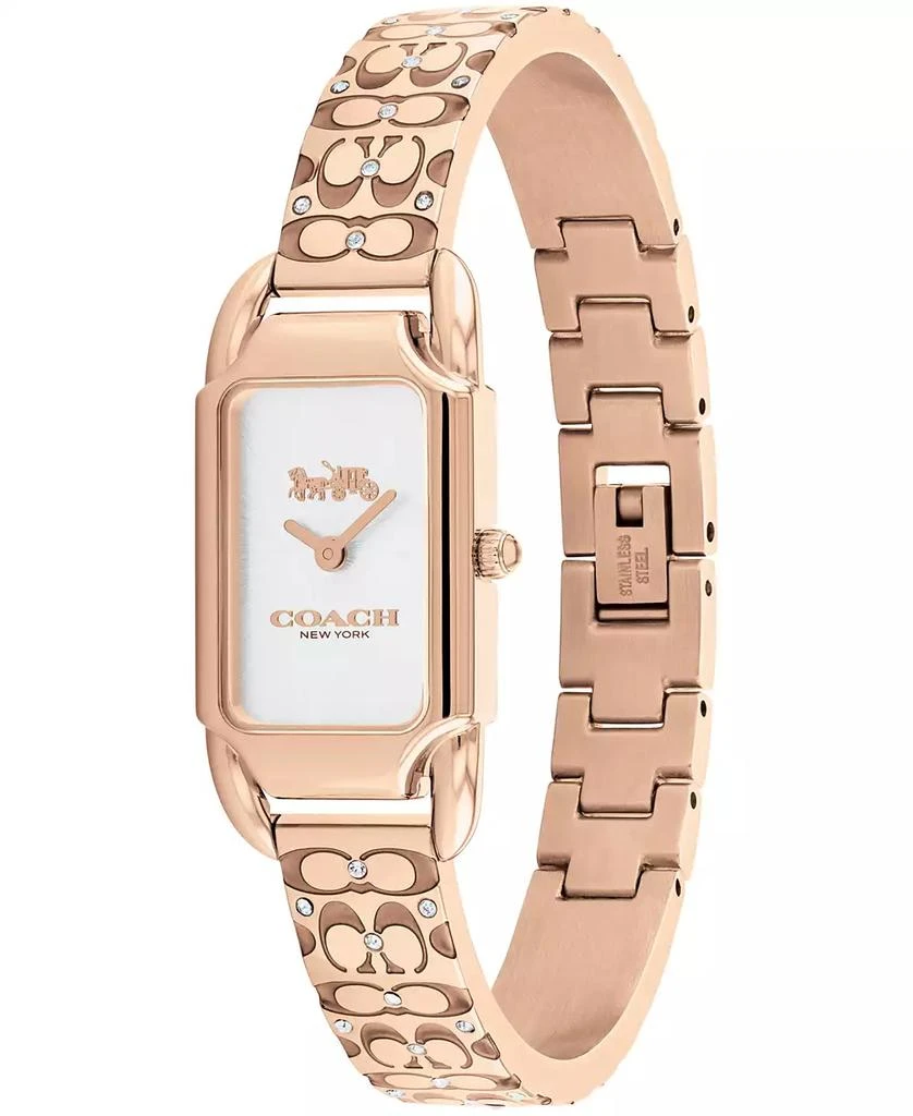 COACH Women's Cadie Signature C Rose Gold-Tone Stainless Steel Bangle Watch, 28.5 x 17.5mm 2