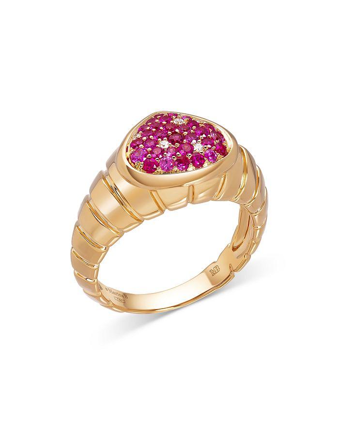 MARINA 18K Yellow Gold Timo Ruby & Diamond Pavé Ring