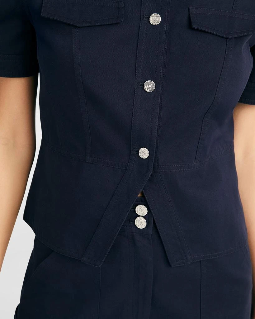 Derek Lam Brenda Short-Sleeve Twill Peplum Jacket 4