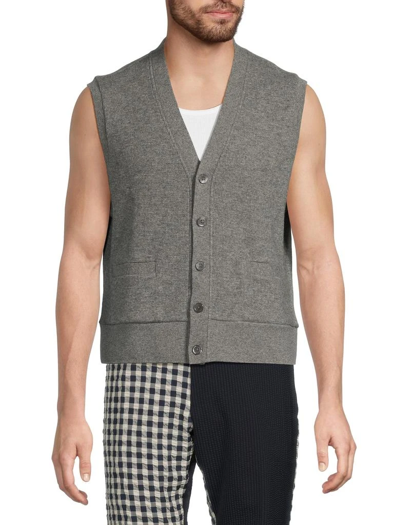 Thom Browne Slub Waffle-Knit Cashmere Vest