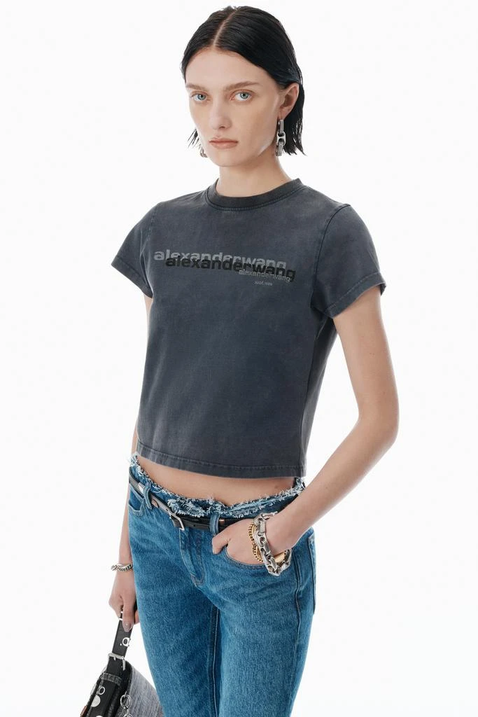 Alexander Wang Black Cotton Shrunken Logo Tee 3