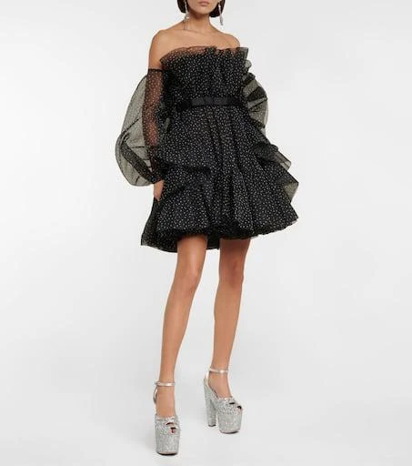 Giambattista Valli Polka-dot strapless silk mini dress 2