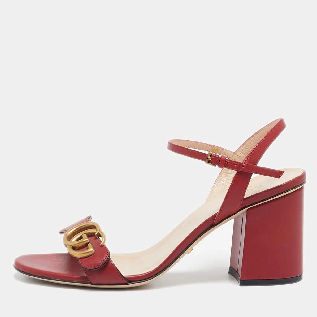 Gucci Gucci Red Leather GG Marmont Ankle Strap Sandals Size 38 1