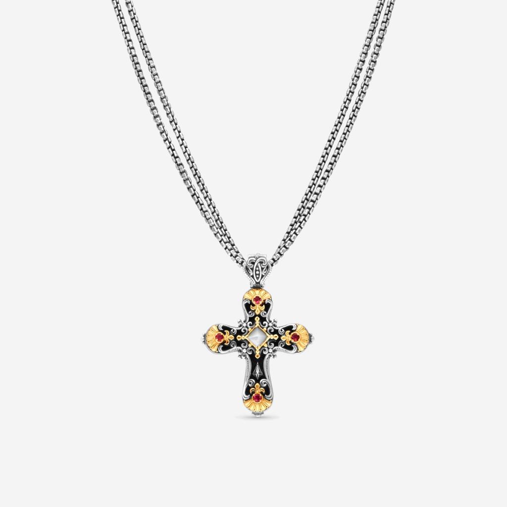 Konstantino Konstantino Nemesis Sterling Silver & 18K Yellow Gold Cross Pendant Necklace STMK6966-399-CUT.CHKJ2-131-51