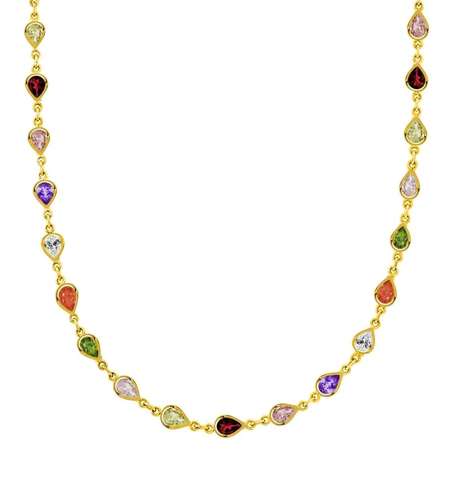 Savvy Cie Jewels 18K Gold Vermeil Multi-Color Lab Created Gem Necklace 20" + 2" 1