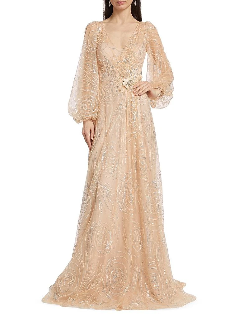 Teri Jon Beaded Tulle A-Line Gown 2