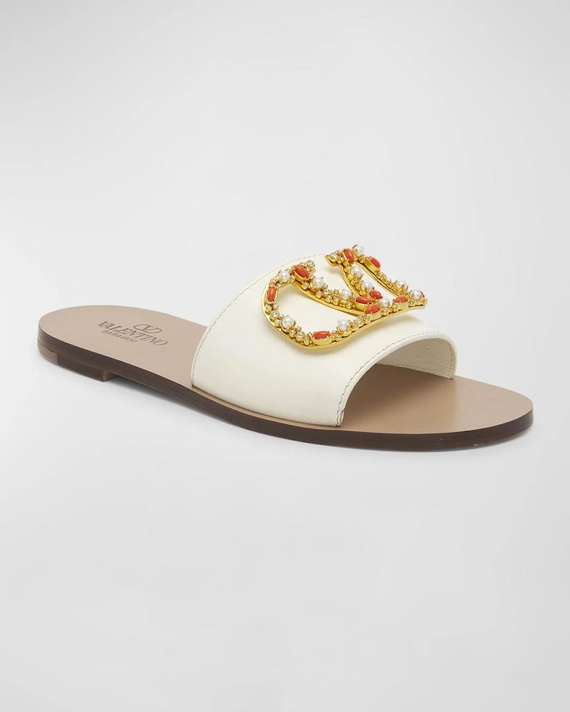 Valentino VLogo Embellished Medallion Slide Sandals 3
