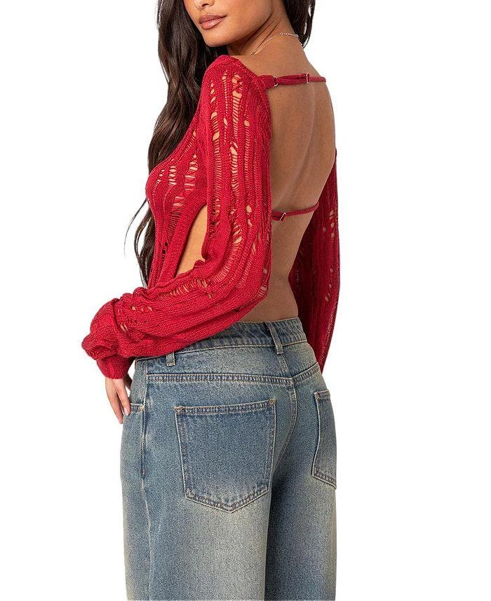 Edikted Rosa Open Back Sheer Knit Top 2