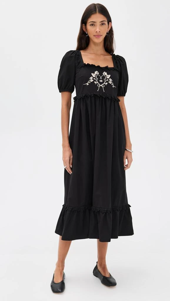 Another Girl Embroidered Puff Sleeve Maxi Dress