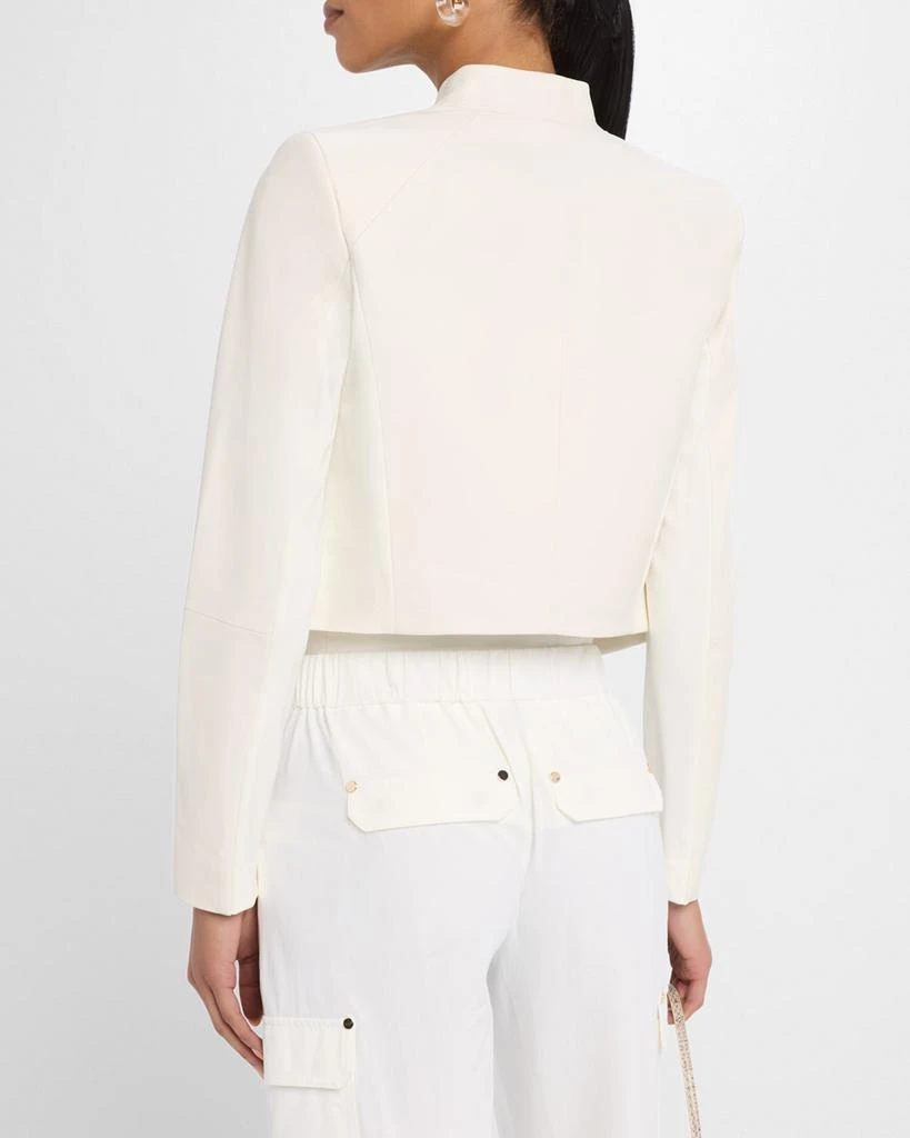 Alice + Olivia Harvey Draped Open-Front Leather Jacket 3