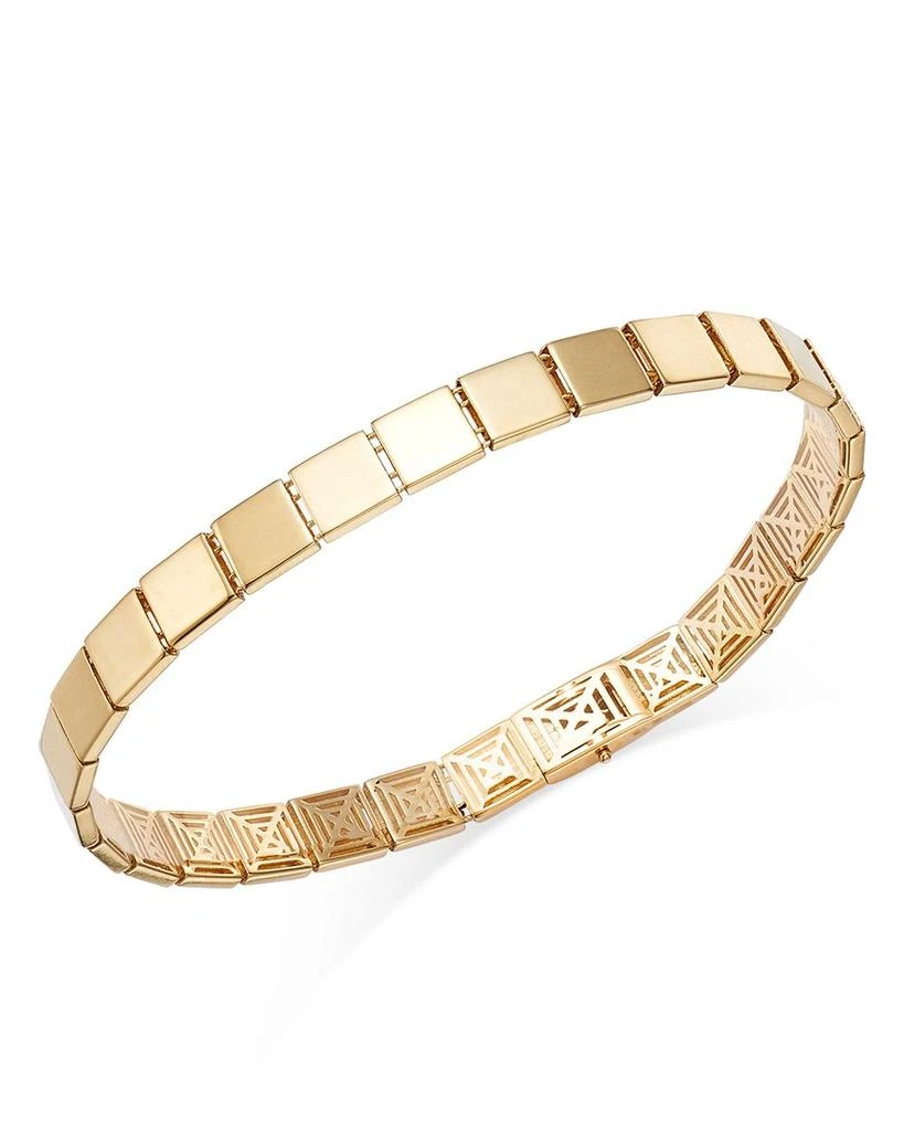 Alberto Amati 14K Yellow Gold Etched Square Link Bracelet 1