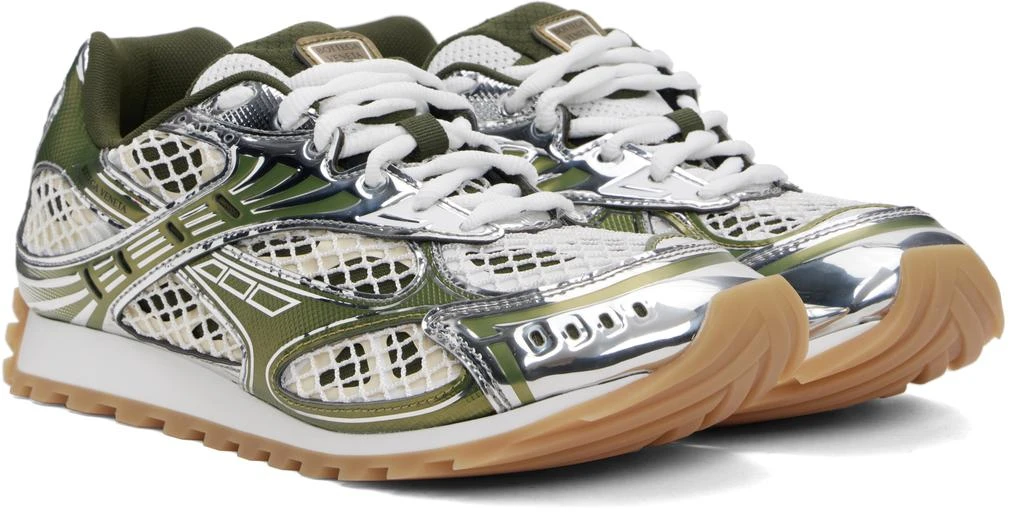 Bottega Veneta Silver & Green Orbit Sneakers 4
