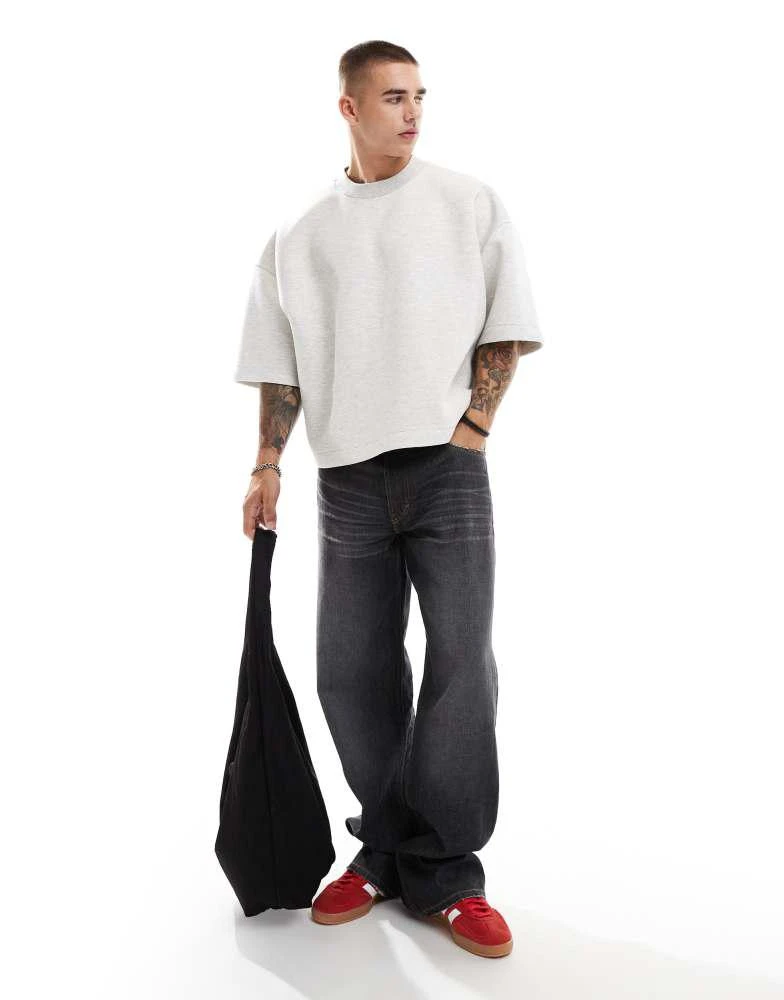 ASOS ASOS DESIGN heavyweight scuba short sleeve sweatshirt in grey 2