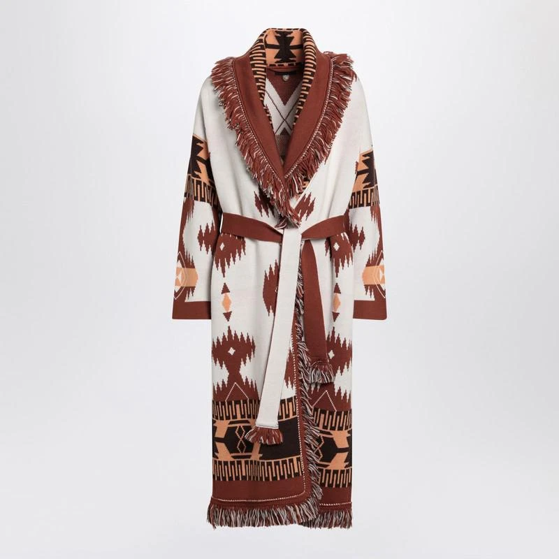 ALANUI Alanui Long Cardigan Icon Jacquard White/Brown 1