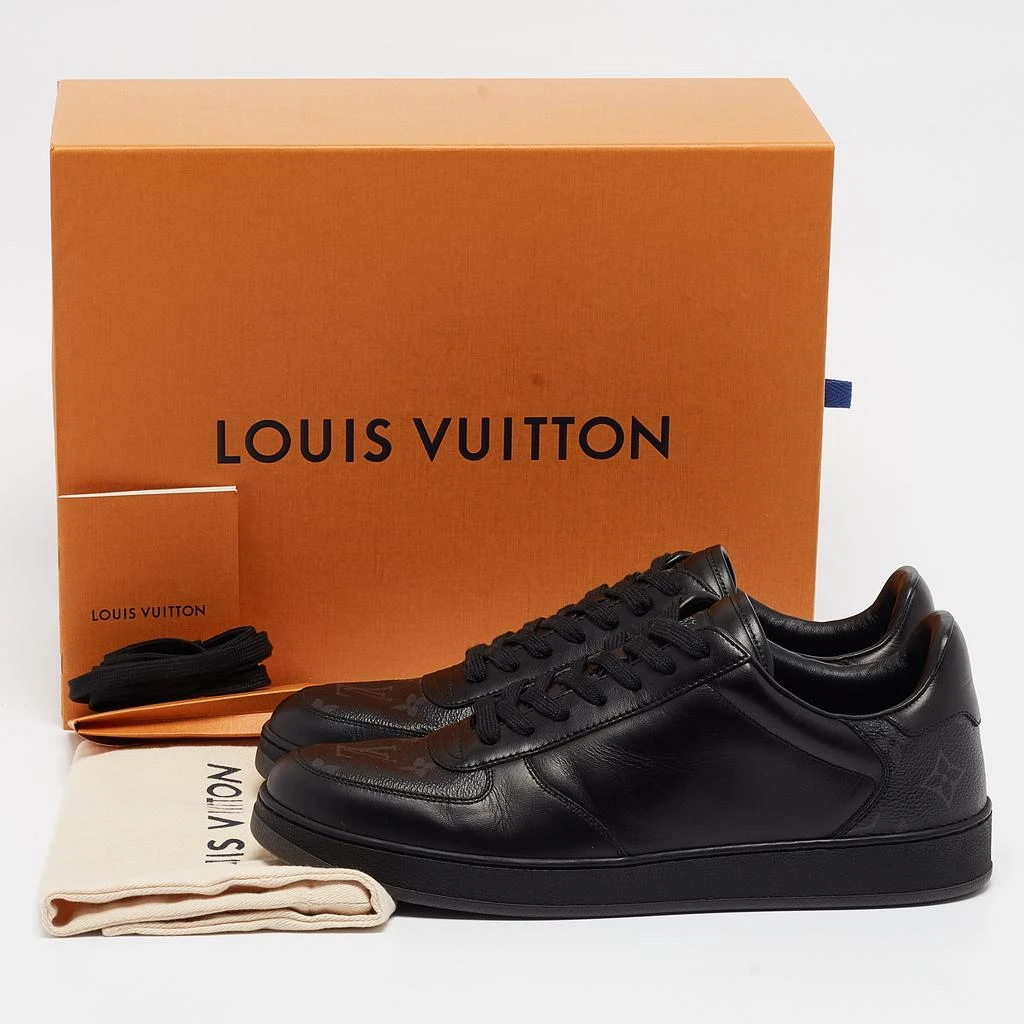 Louis Vuitton Louis Vuitton Black Leather and Monogram Eclipse Rivoli Sneakers Size 41.5 9