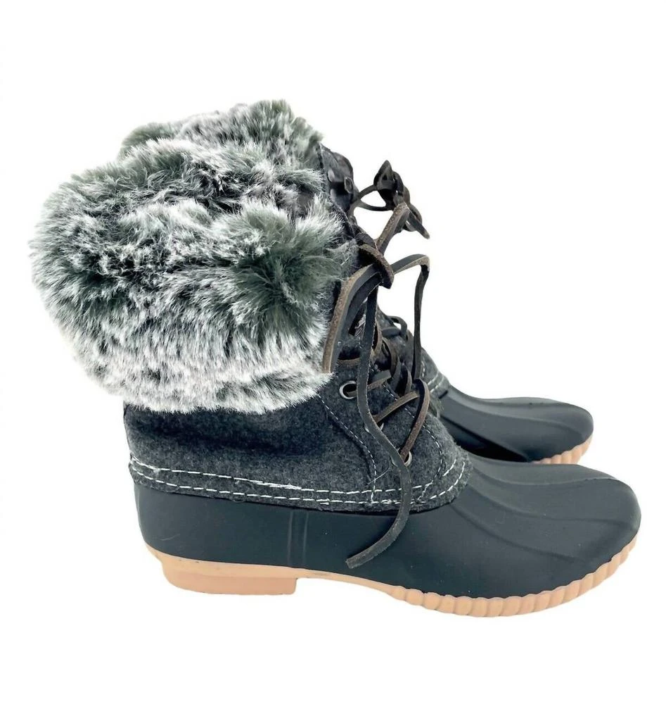 Report Women
s Faux Fur Lining Tweed And Rubber Lace Up Duck Rain Boots In Grey 3