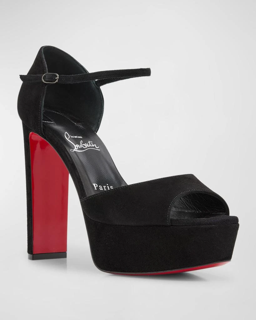 Christian Louboutin Sandaloo Suede Red Sole Platform Sandals 3