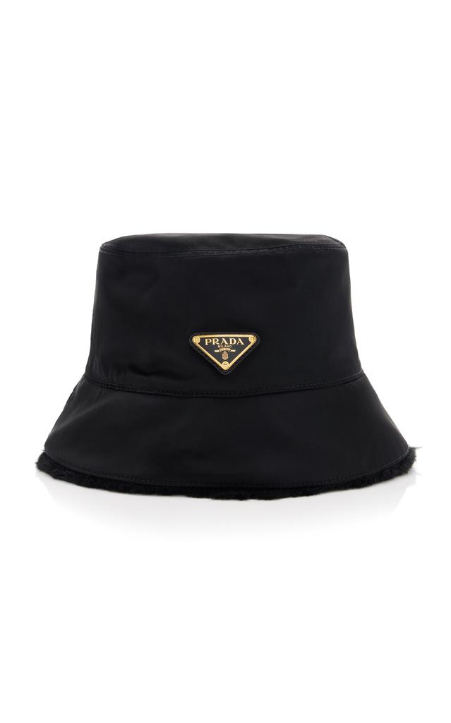 Prada Prada - Reversible Nylon; Shearling Bucket Hat - Black - L - Moda Operandi
