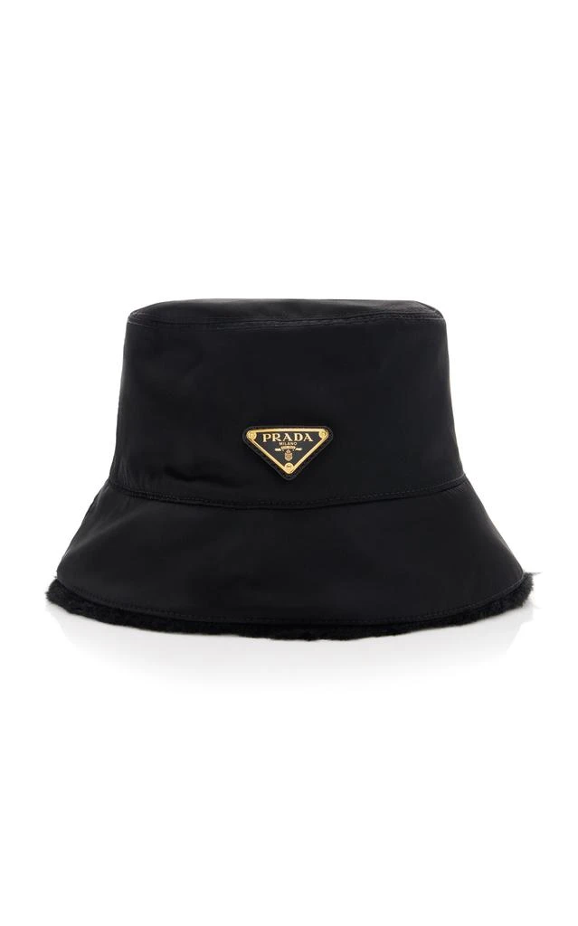 Prada Prada - Reversible Nylon; Shearling Bucket Hat - Black - S - Moda Operandi 1