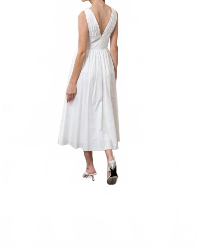 Moon River V-Neck Corset Midi Dress In White