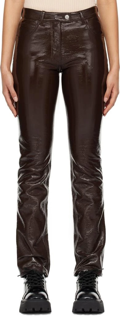 Courrèges Brown Five-Pocket Vinyl Trousers 1