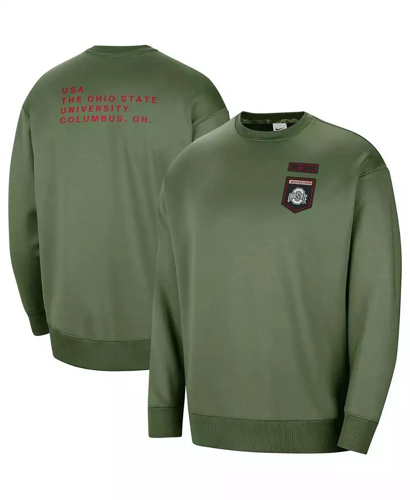 NIKE Women's Olive Ohio State Buckeyes Military-Inspired Collection All-Time Performance Crew Pullover Sweatshirt 1