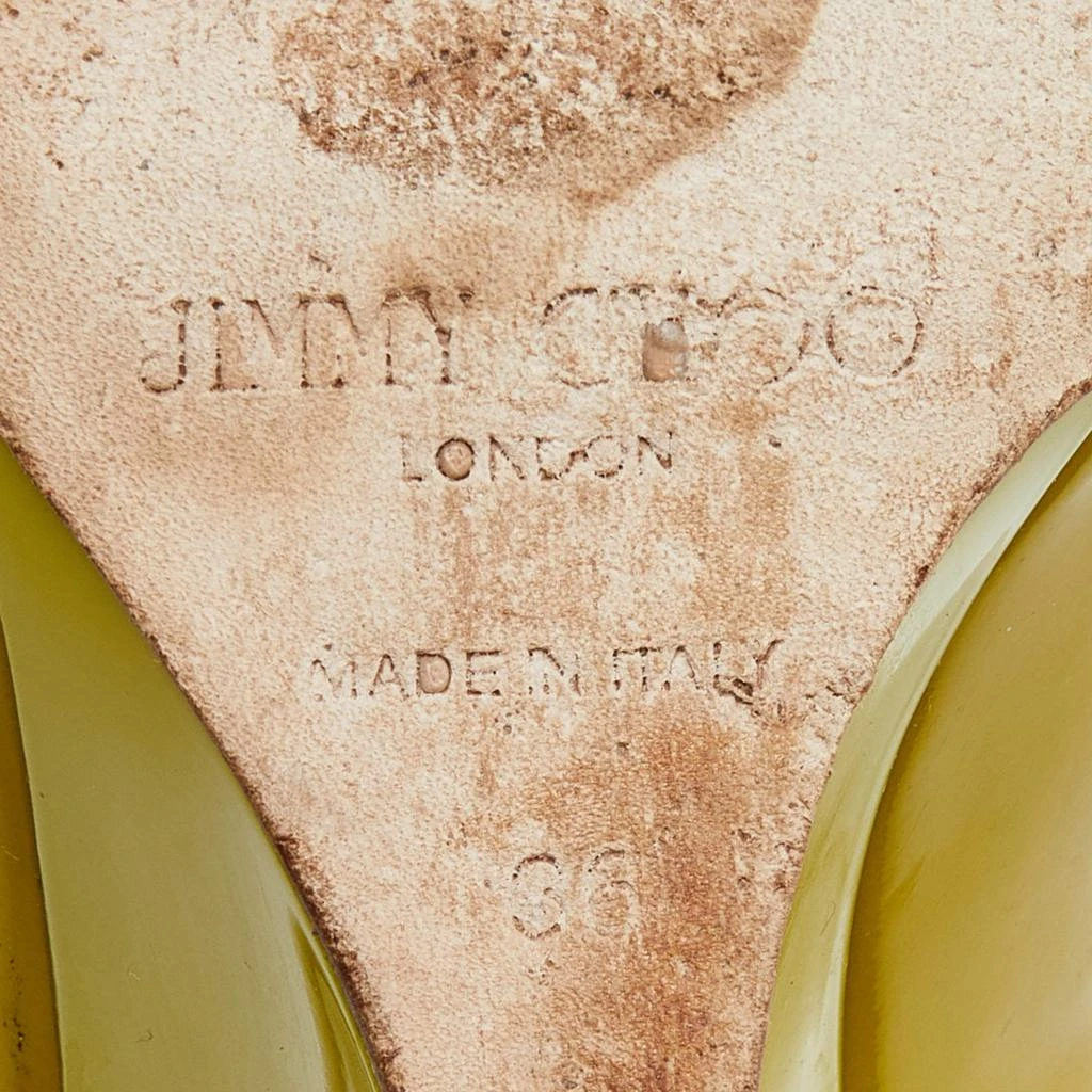 Jimmy Choo Jimmy Choo Yellow Patent Leather Baxen Peep Toe Wedge Pumps 36 8